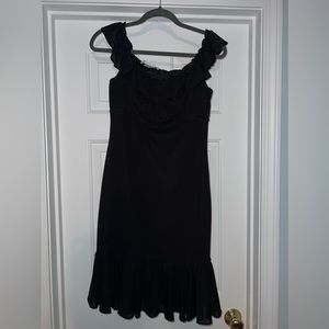 Black flouncy dress.
